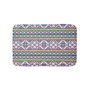 Tribal Multicolored ancient symbol folk art design Bathroom Mat