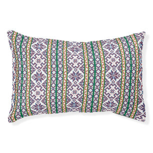 Tribal Multicolored ancient symbol folk art design Pet Bed