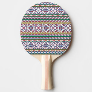 Tribal Multicolored ancient symbol folk art design Ping-Pong Paddle