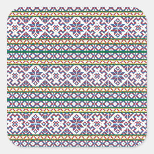 Tribal Multicolored ancient symbol folk art design Square Sticker