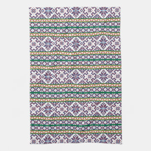 Tribal Multicolored ancient symbol folk art design Towel