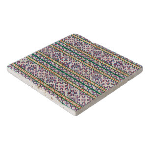 Tribal Multicolored ancient symbol folk art design Trivet