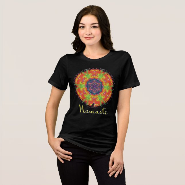 Tribal Namaste Kaleidoscope T-Shirt Tri-Blend Shirt (Front Full)