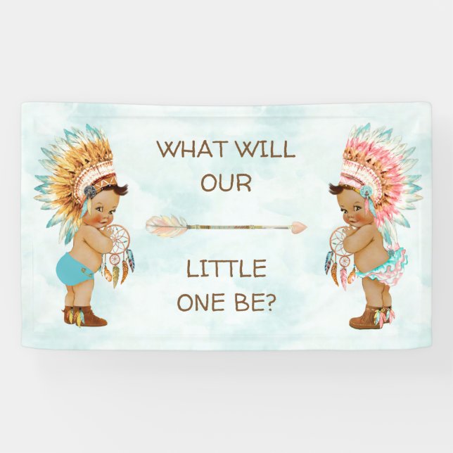 Tribal Native American Ethnic Boho Gender Reveal Banner (Horizontal)