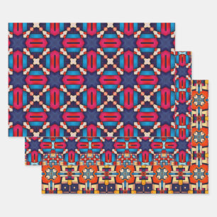 Tribal Native Art In Bold Colors Pattern Set 13 Wrapping Paper Sheets
