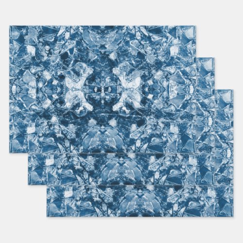 Tribal Native Art White Dark Classic Blue Design Wrapping Paper Sheets