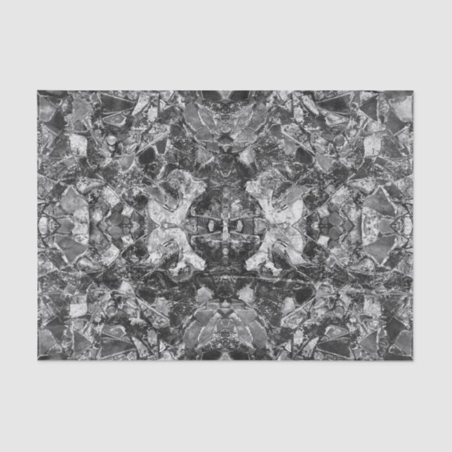 Tribal Native Black White Distressed Art Design Tissue Paper (Front)