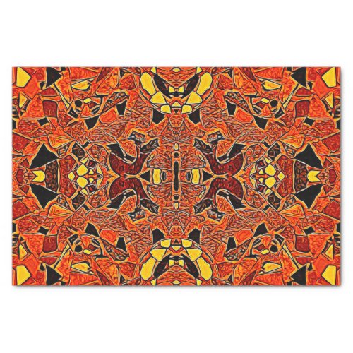 Tribal Native Orange Yellow Boho Western Pattern Tissue Paper