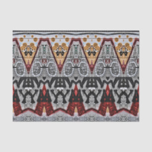 Tribal Native Red Gray Black Gold Pattern Tissue Paper