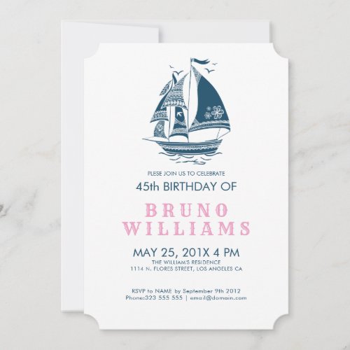 Tribal Nautical Boat Wheel Birthday Party Invite