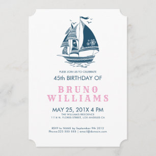 Tribal Nautical Boat Wheel Birthday Party Invite