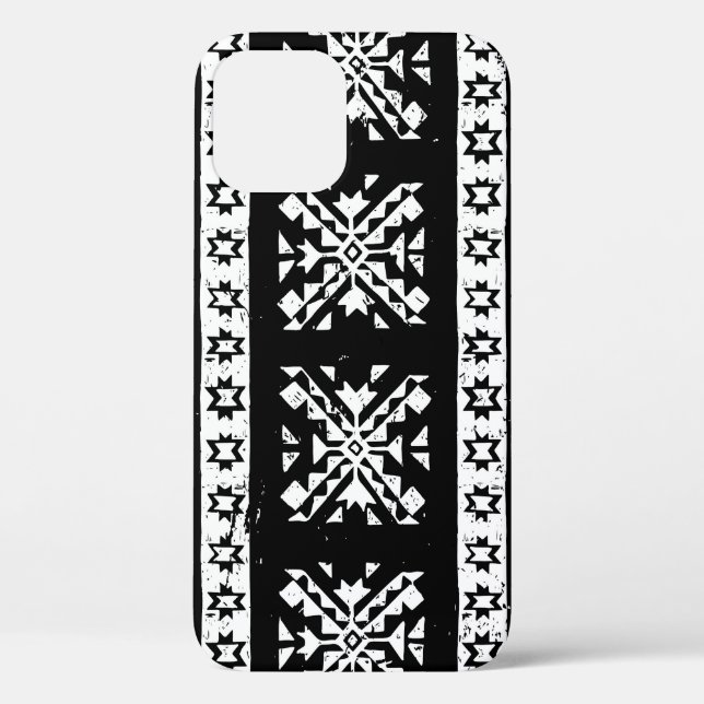 Tribal Navajo, black white green pattern. Case-Mate iPhone Case (Back)