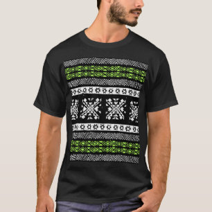 Tribal Navajo, black white green pattern. T-Shirt