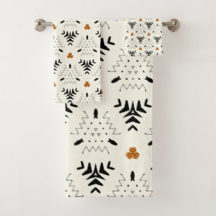 Tribal Neutral Geometric Pattern Bath Towel Set