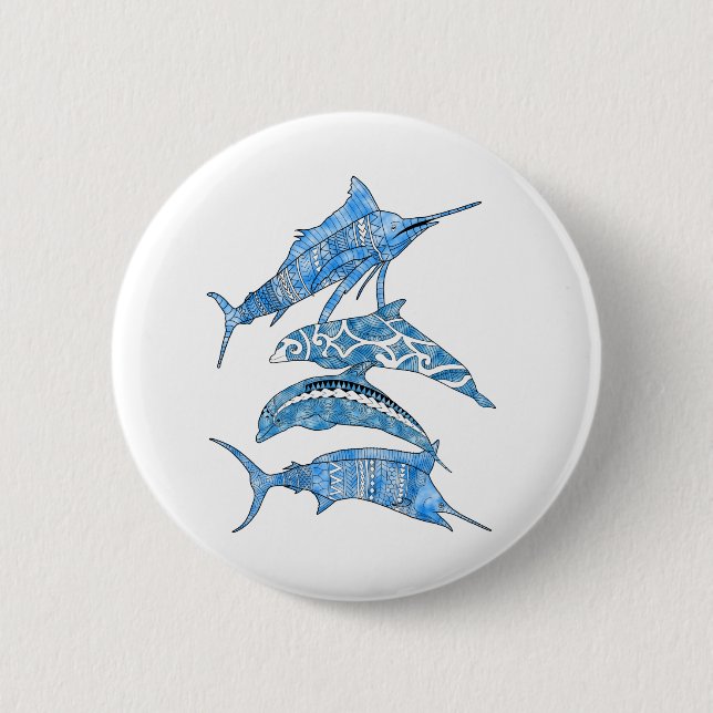 Tribal Ocean Animals Button (Front)