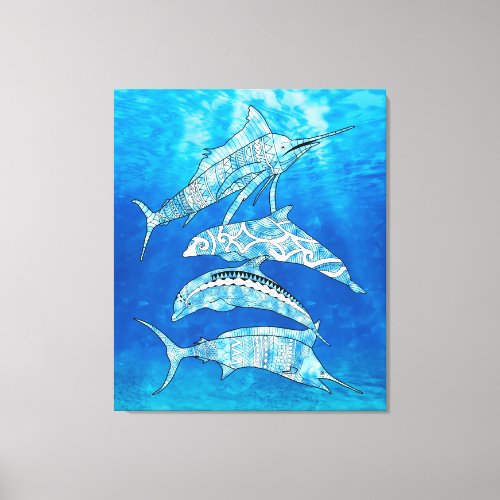 Tribal Ocean Animals Canvas Print