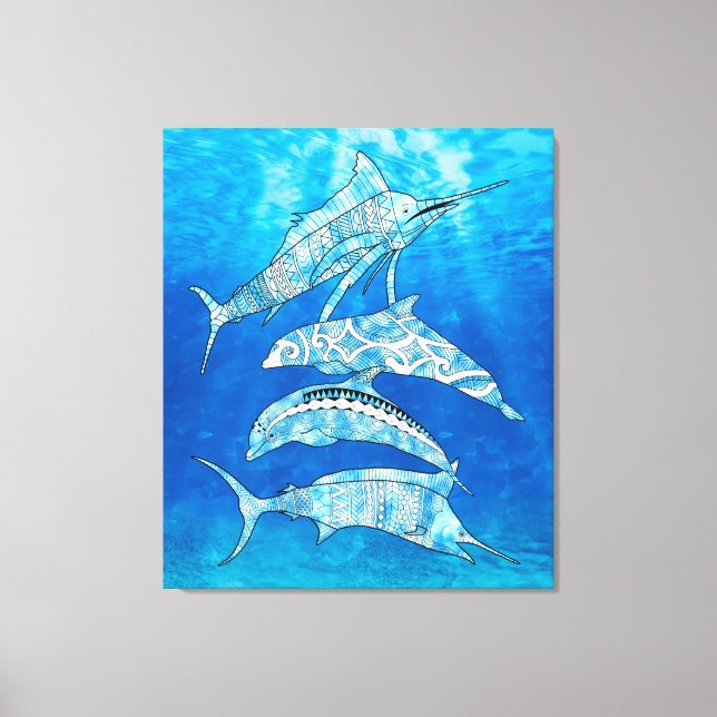Tribal Ocean Animals Canvas Print (Front)