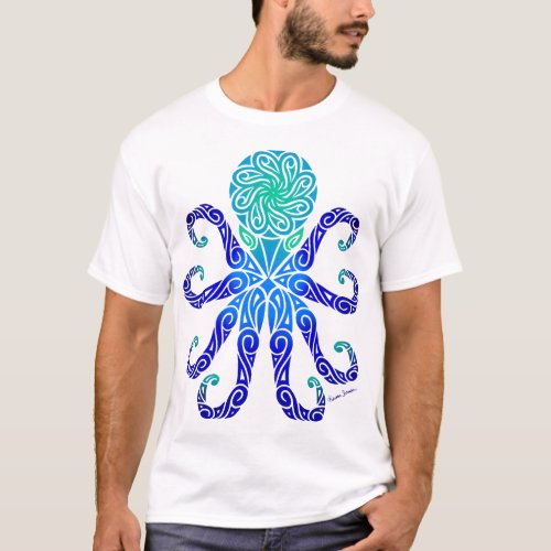 Tribal Octopus BluesGreens T_Shirt