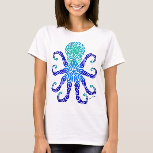Tribal Octopus BluesGreens T_Shirt
