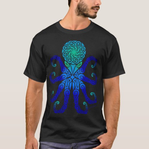 Tribal Octopus BluesGreens T_Shirt