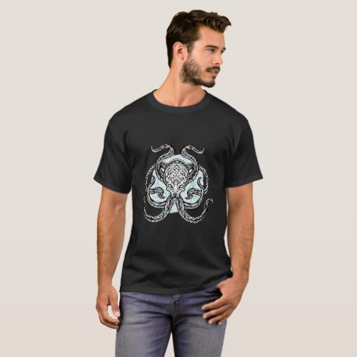 Tribal Octopus Design T_Shirt