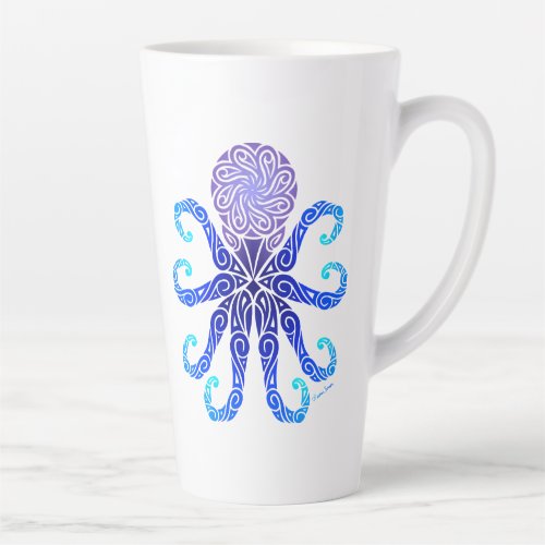 Tribal Octopus Twilight Blues Latte Mug