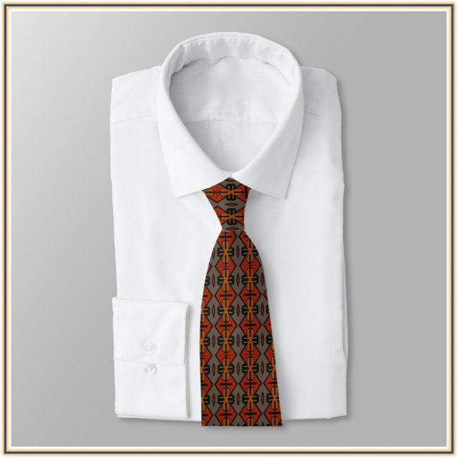 Tribal Orange and Gold Pattern  Neck Tie (Creator Uploaded)