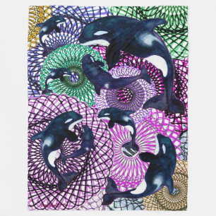 Tribal Orca Fleece Blanket