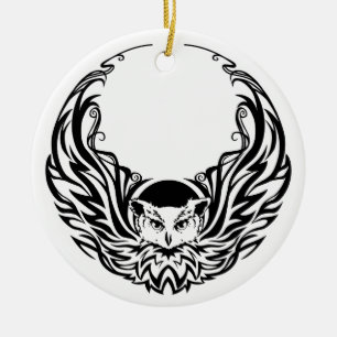 Tribal Owl Ceramic Ornament