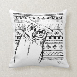 Tribal Owl Design Throw Pillow