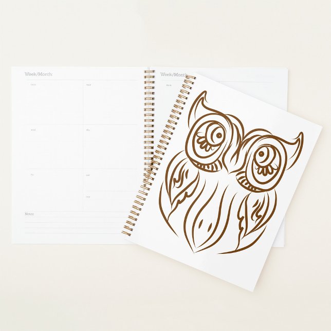 Tribal Owl Line Art Modern Brown Abstract Planner (Creator Uploaded)