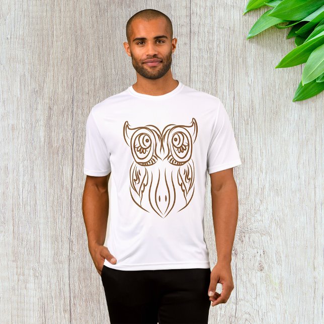 Tribal Owl Line Art Modern Brown Abstract T-Shirt (Creator Uploaded)