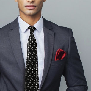 Tribal Owl Skeleton Key Black White Gothic Neck Tie