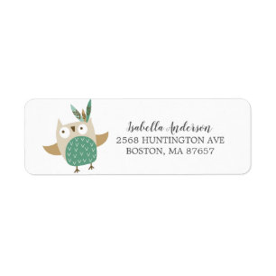 Tribal Owl Wild One Baby Shower Address Label