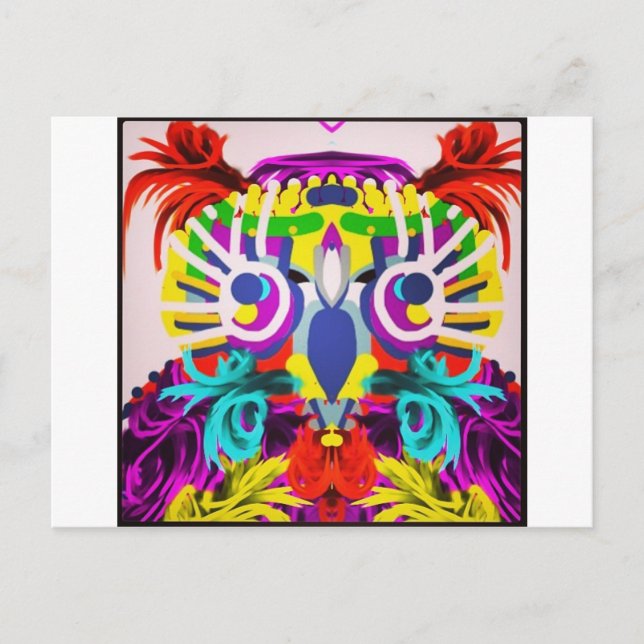 Tribal Owl With Many Colors Postcard (Front)