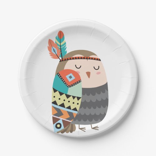 Tribal Owl Woodland Forest Birthday Boho Baby Paper Plates