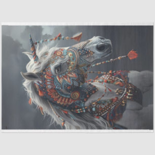 Tribal Painted Unicorn Horse Digital Decoupage Tissue Paper