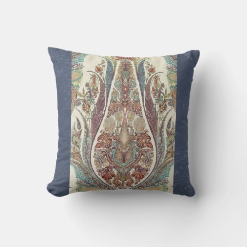 Tribal Paisley Antique Shawl Vintage Classic Art Throw Pillow