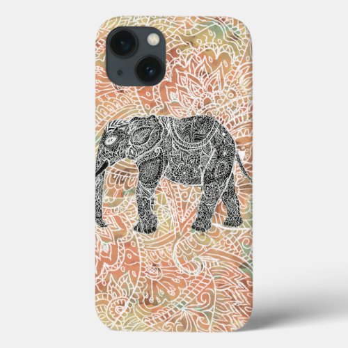 Tribal Paisley Elephant Colorful Henna Pattern iPhone 13 Case
