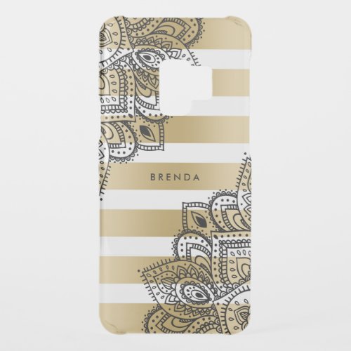 Tribal Paisley Mandala On Gold  White Stripes Uncommon Samsung Galaxy S9 Case