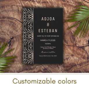 Tribal Pattern Black Bohemian Wedding Invitation