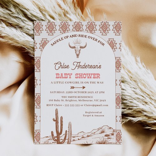 Tribal Pattern Boho Arch Rodeo Western Baby Shower Invitation