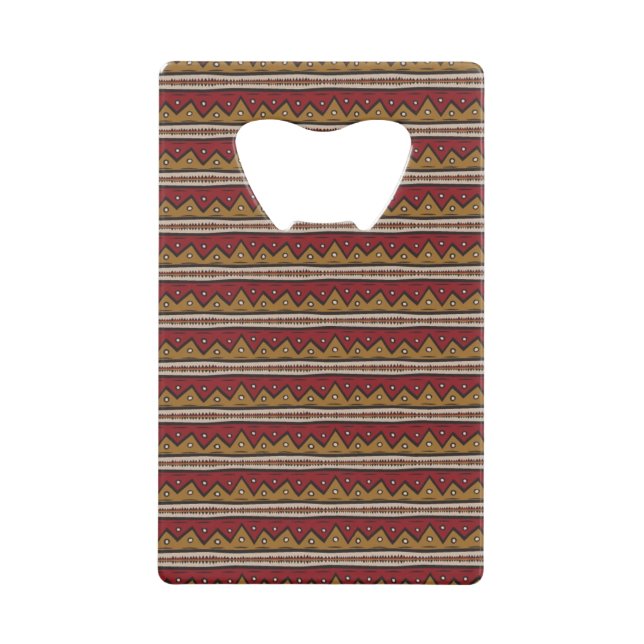 Tribal pattern credit card bottle opener (Front)