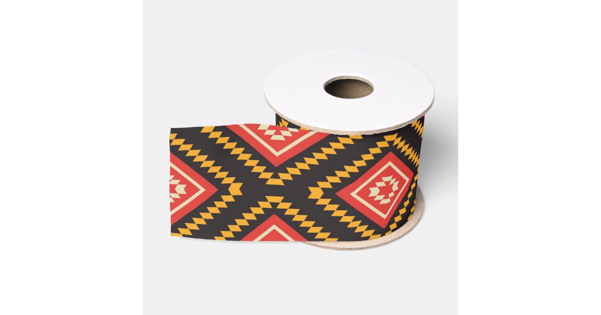 Trival Ribbon Tribal pattern grosgrain ribbon | Zazzle