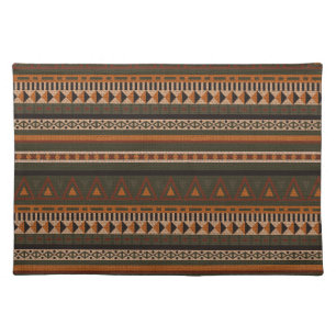 Tribal Pattern on Faux Burlap Texture Cloth Placemat