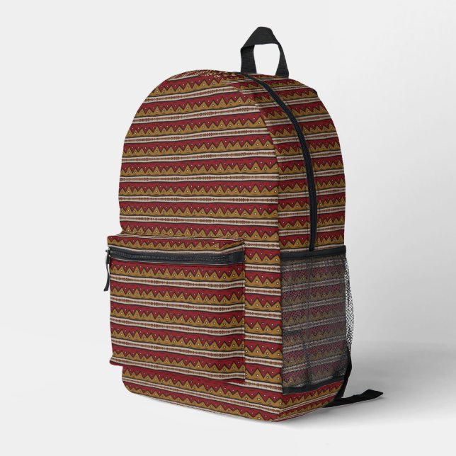 Tribal pattern printed backpack (Back Corner Right)