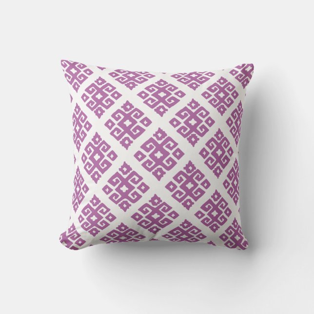 Tribal pattern radiant orchid white lumber pillow (Front)