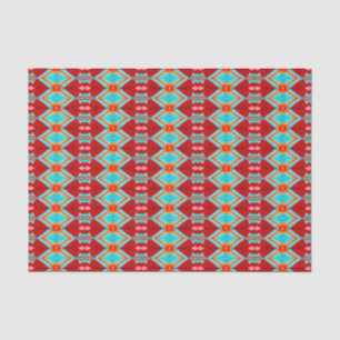 Tribal Pattern Red Teal Pink Art Decoupage Tissue Paper