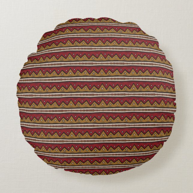 Tribal pattern round pillow (Front)