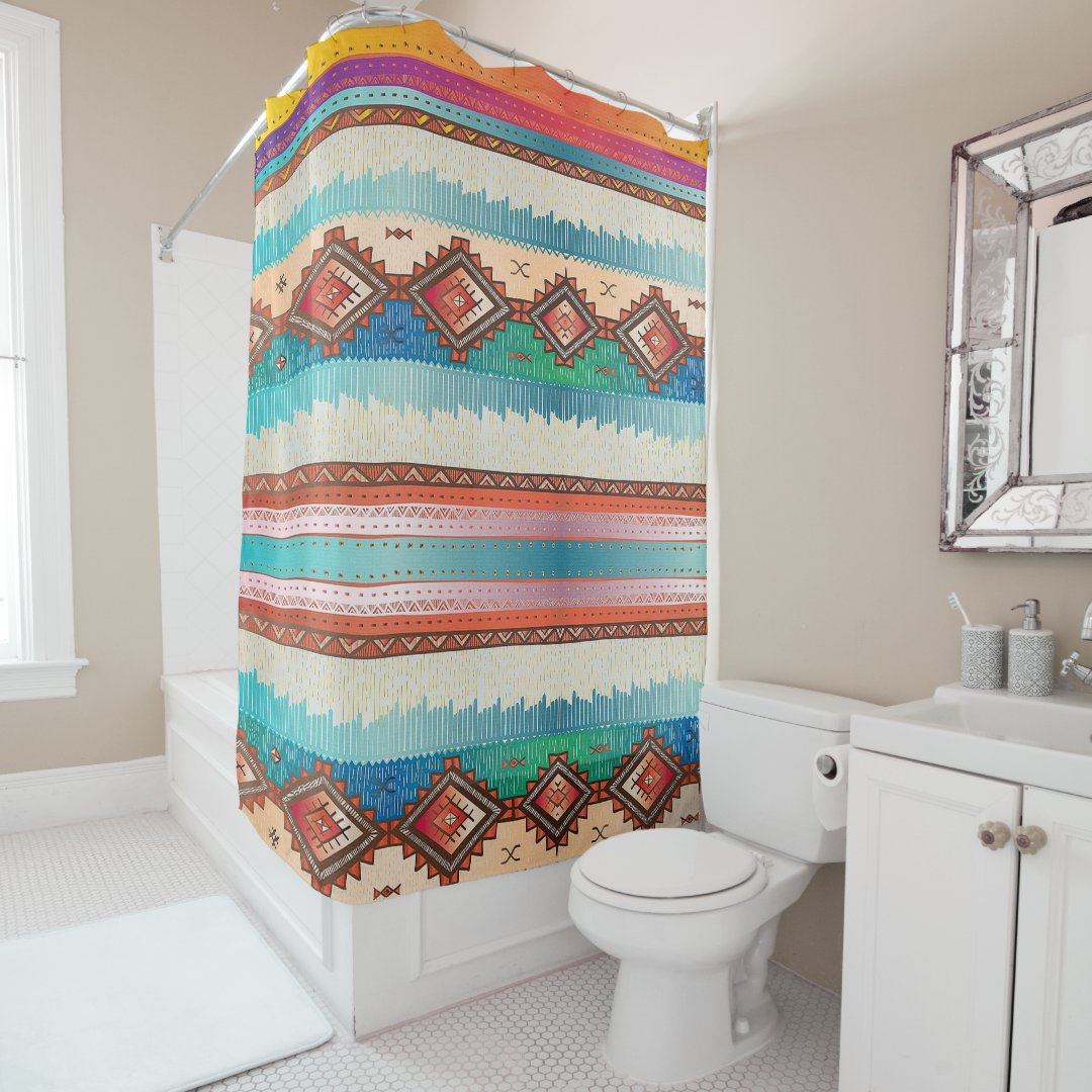 Tribal Pattern Shower Curtain Zazzle   Tribal Pattern Shower Curtain Rdc0975a0adb34d28bd09c416b9047ddb 6evm9 1080 